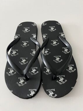 Beverly Hills Polo Club Black Logo Flip Flop Sandals
